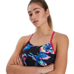 Speedo Women’s Printed Freestyler Swimsuit Black/Blue