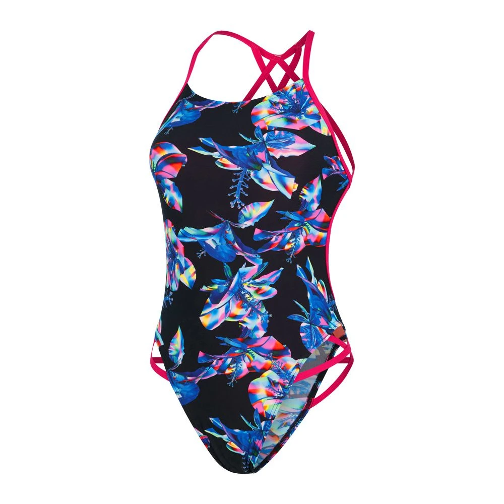 Speedo Women’s Printed Freestyler Swimsuit Black/Blue 2 Speedo Women’s Printed Freestyler Swimsuit Black/Blue - Image 2