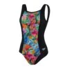 Speedo Womens Printed Contour 1Piece Shaping Swimsuit Black/Pink