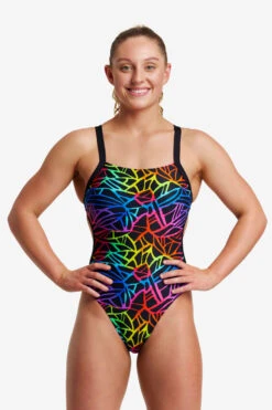 Funkita Ladies Brace Free One Piece Rainbow Web