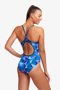 Funkita Ladies Diamond Back One Piece Blue Bars -Cheap One Pieces Swimsuit Store FS11L BLUE BARS 07