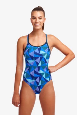 Funkita Ladies Diamond Back One Piece Blue Bars -Cheap One Pieces Swimsuit Store FS11L BLUE BARS 14