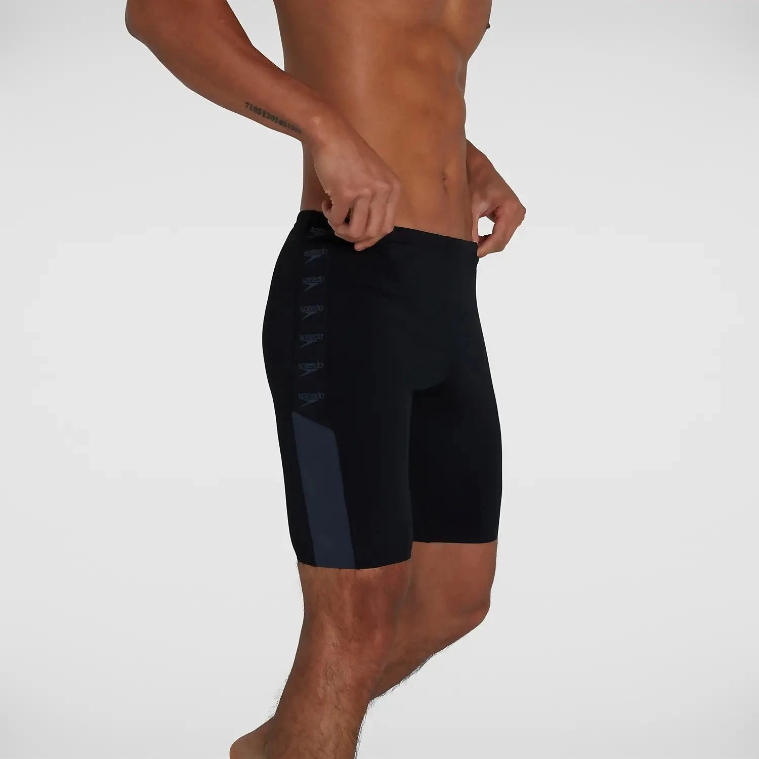 Speedo Mens Boom Logo Black/Grey Jammer 1 Speedo Mens Boom Logo Black/Grey Jammer